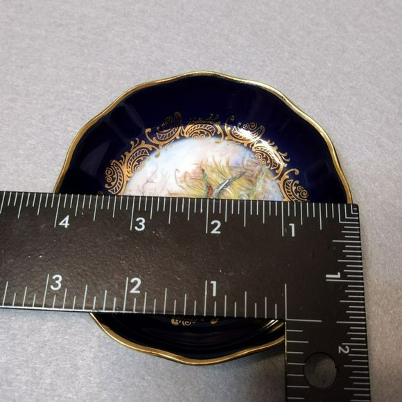 Vintage Limoges France Ring Dish, Cobalt Blue Gold, Flying Duck Coaster Trinket - Picture 4 of 6